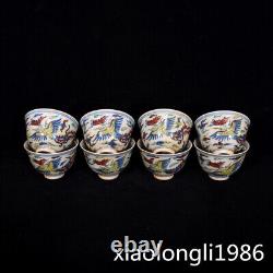 11.2 China Porcelain ming dynasty Chenghua Blue white Dragon Phoenix tea set