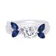 14k White Gold 1.15ct Round Marquise Lab-created Blue & White Diamond Ring Set