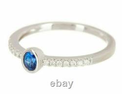 14K White Gold Bezel Set Blue Lab-Created Diamond Women Engagement Propose Ring