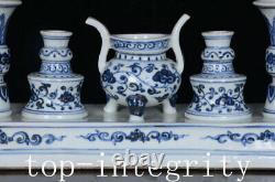 15.1'' Old China Blue White Porcelain Folk Sacrifice Five Offerings Utensils Set