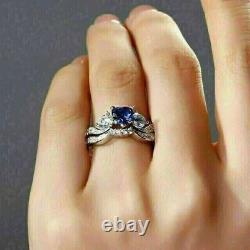 2.50CT Heart Simulated Sapphire Wedding Bridal Set Ring In 14K White Gold Plated