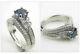 2.56ct Blue Simulated Diamond Engagement Bridal Set Ring 14k White Gold Size 7