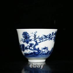 2.6 Antique dynasty Porcelain kangxi mark 1set Blue white Twelve Flower God cup