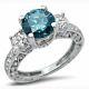 2.65ct Prong Set Blue Round Lab-created Diamond 14k White Gold Engagement Ring