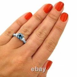 2.65Ct Prong Set Blue Round Lab-Created Diamond 14k White Gold Engagement Ring