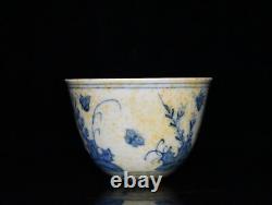 2.7 old antique ming dynasty chenghua mark porcelain blue white cup 4 pcs 1 set