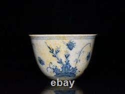 2.7 old antique ming dynasty chenghua mark porcelain blue white cup 4 pcs 1 set