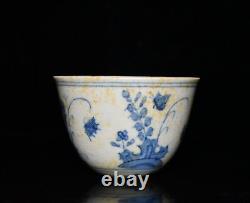 2.8 old China ming dynasty Chenghua Blue white Three Autumn Chart a set cup