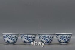 2.9Antique dynasty Porcelain chneghua mark 1set Blue white Pine bamboo plum cup