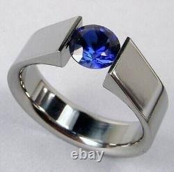 2Ct Blue Simulated Diamond Tension Set Engagement Ring 14K White Gold Plated