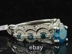 2Ct Round Cut Lab-Created Blue Diamond Wedding Bridal Set 14K White Gold Plated