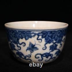 3.1 Antique dynasty Porcelain chenghua mark 1set Blue white Melon Butterfly cup