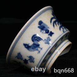 3.1 Antique ming dynasty Porcelain chenghuha mark 1set Blue white chicken cups