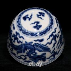 3.1 China Old dynasty porcelain chenghua mark 1set Blue white cloud Dragon cup