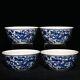 3.2old Dynasty Porcelain Chenghua Mark 1set Blue White Dragon Flowers Plant Cup
