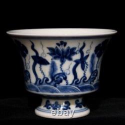 3.3 Antique dynasty Porcelain chenghua mark 1set Blue white Aquatic plants cups