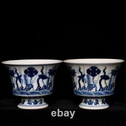 3.3 Antique dynasty Porcelain chenghua mark 1set Blue white Aquatic plants cups
