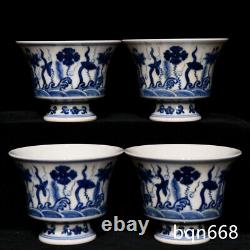 3.3 China old dynasty Porcelain chenghua mark 1set Blue white Aquatic herb cup