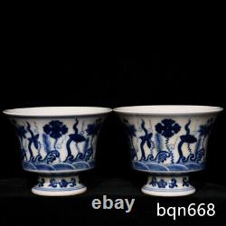 3.3 China old dynasty Porcelain chenghua mark 1set Blue white Aquatic herb cup