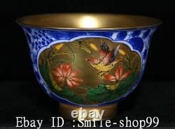 3.3 Old Qing Dynasty Blue White Porcelain Gild Flower Bird Teacup Cup Set