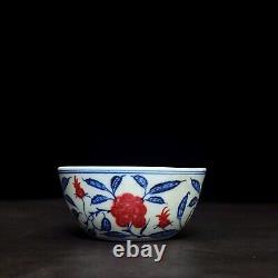 3.3 china ming dynasty xuande mark porcelain blue white flower cup 4 pcs 1 set