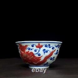 3.3 china ming dynasty xuande mark porcelain blue white phoenix cup 4 pcs 1 set