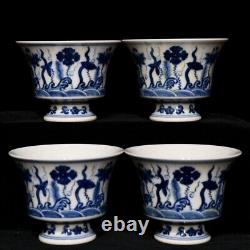3.3Antique ming dynasty Porcelain chneghua mark 1set Blue white Water grass cup