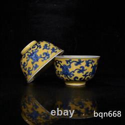 3.4 Antique dynasty Porcelain chenghua mark 1set Blue white flowers plants cup