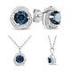 3.4 Carat London Blue White Topaz Silver Love Knot Earrings Necklace Gift Set