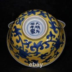 3.5 Antique dynasty Porcelain chenghua mark 1set Blue white flowers plants cups