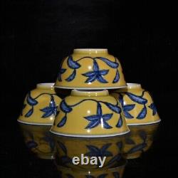 3.5 Old ming dynasty Porcelain chenghua mark 1set Blue white flowers plants cup