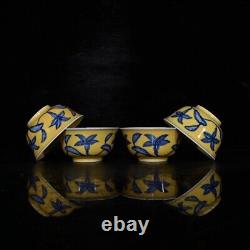 3.5 Old ming dynasty Porcelain chenghua mark 1set Blue white flowers plants cup
