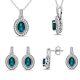 3.6 Carat London Blue White Topaz Victorian Halo Earrings Necklace Gift Set