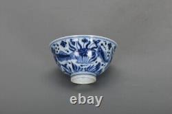 3.7 Antique dynasty Porcelain xuande mark 1set Blue white Lotus fish algae cup