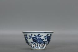 3.7 China old dynasty Porcelain xuande mark 1set Blue white Branch Fruits cups