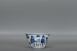 3.7 China old dynasty Porcelain xuande mark 1set Blue white character story cup