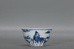 3.7 China old dynasty Porcelain xuande mark 1set Blue white character story cup