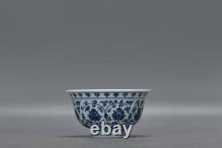 3.7 China old dynasty Porcelain xuande mark 1set Blue white flowers plants cup