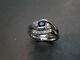 3 Ct Round Cut Lab Created Blue Sapphire Bridal Set Ring 14k White Gold Plated