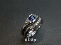 3 Ct Round Cut Lab Created Blue Sapphire Bridal Set Ring 14K White Gold Plated