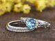 4ct Oval Cut Created Blue Topaz Bridal Band Trio Ring Set 14k White Gold Plated