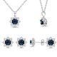 5.50 Carat London Blue White Topaz Silver Flower Earrings Necklace Gift Set
