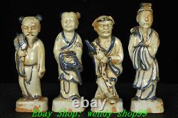 6.6 Old China Yuan Dynasty Blue White Porcelain Eight Immortals Statue Set