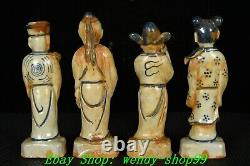 6.6 Old China Yuan Dynasty Blue White Porcelain Eight Immortals Statue Set