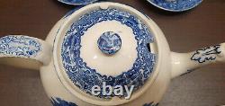 6x Cups Teapot Set Vintage Antique Jones & Sons Abbey 1790 Blue & White