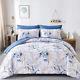 7 Pieces Blue Floral Bed In A Bag King, Botanical Comforter Set Reversible Blue