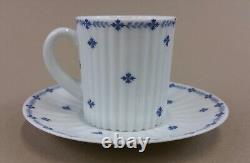A. Lanternier demitasse cup saucer limoges fluted blue & white (set of 8)
