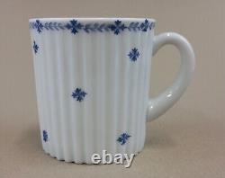 A. Lanternier demitasse cup saucer limoges fluted blue & white (set of 8)