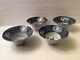 A Set Of 4 Antique Chinese Handmade Blue And White Porcelain Bowls. 6.25