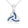 Angara Dangling Channel-set Blue Sapphire Celtic Knot Pendant In 14k Solid Gold